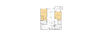 A floor plan of a house with a patio and balcony.