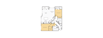 A floor plan of a building with a patio and balcony.