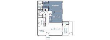 A floor plan of a 2 bedroom 2 bathroom A apartment at Stonebridge.