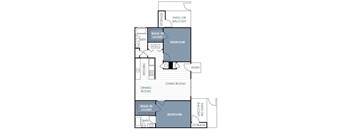 A floor plan of a 2 bedroom 2 bathroom B apartment at Stonebridge.