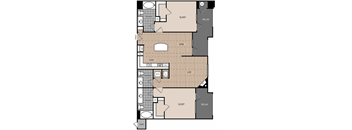 2 Bedroom 2 Bathroom Penthouse floor plan with 2353 SqFt