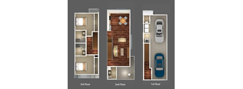 Floor plan of the 2 bedroom 2.5 bath townhome