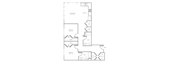 A black and white 2D floor plan of an apartment home.