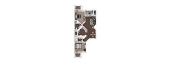 2 Bedroom 2 Bathroom Pembroke Floor Plan with 1025 square feet.