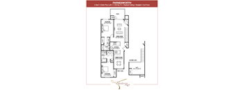 Hunters Run 2 bedroom 2 bathroom Farnesworth Floor Plan with 1100 square feet.