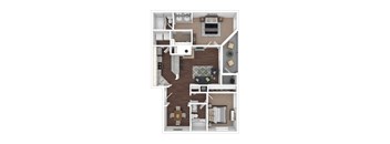 2 Bedroom 2 Bathroom Windsor floor plan with 1110 square feet.