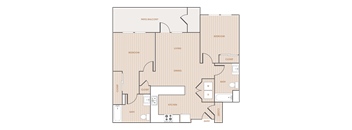 22D - 2 Bedroom 2 Bathroom 2BS - 981 Square Feet