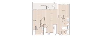 22E - 2 Bedroom 2 Bathroom 2AS - 983 Square Feet