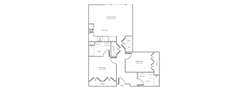 A black and white 2D floor plan of an apartment home.