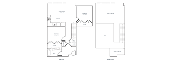 A black and white 2D floor plan of an apartment home.