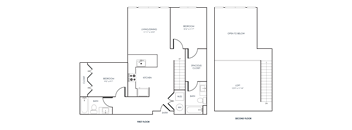 A black and white 2D floor plan of an apartment home.