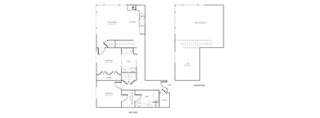 A black and white 2D floor plan of an apartment home.