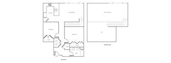 A black and white 2D floor plan of an apartment home.