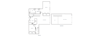A black and white 2D floor plan of an apartment home.