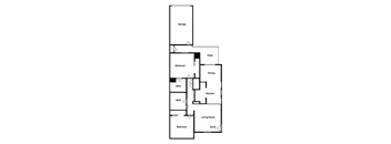 A floor plan of a2 bedroom 2 bathroom apartment with 1064 square feet.