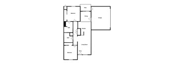 A floor plan of a 2 bedroom 2 bathroom apartment 1086 square feet.