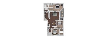 3 Bedroom 2 Bathroom Buckingham floor plan with 1250 square feet.