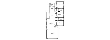 A floorplan with 3 bedrooms and 2 bathrooms with 1276 square feet.