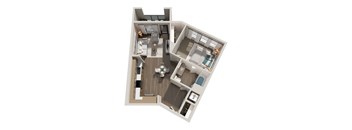 A2 1 Bedroom 1 Bathroom Flat Floor Plan 740 Square Feet