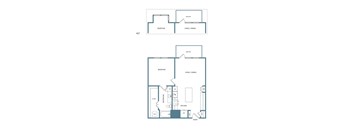 A2 11F 11G 1 Bedroom 1 Bathroom Floor Plan with 754 - 780 Square Feet