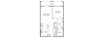 A 2D black and white floor plan of an apartment home.
