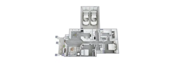a 3D floor plan of an apartment home