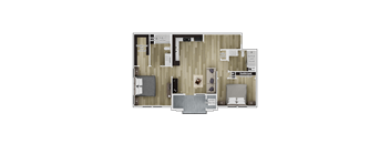 A floor plan of a house with a laundry room and a bathroom.