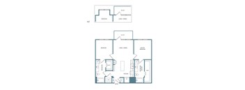 B2 22A 22B 22C 22D 2 Bedroom 2 Bathroom Floor Plan with 1006 - 1058 Square Feet