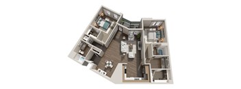 B3 2 Bedroom 2 Bathroom Flat Floor Plan 1437 Square Feet