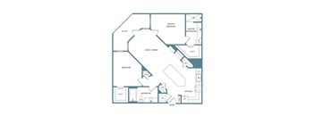 B4 22I 2 Bedroom 2 Bathroom Floor Plan with 1137 Square Feet