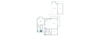 B5 22K 22L 22M 22N 2 Bedroom 2 Bathroom Floor Plan with 1370 - 1456 Square Feet