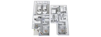 a 3D floor plan of an apartment home