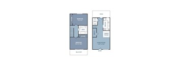 A floor plan of a two bedroom apartment with a balcony.