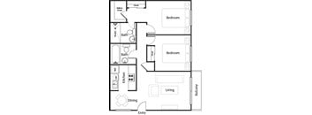 A black and white image of a floor plan for a house.