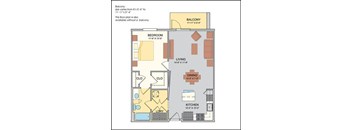 1 Bedroom 1 Bathroom Crystal floor plan with 811 square feet.