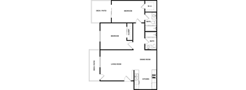a floor plan of a house with a bedroom and a living room