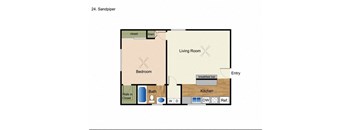 a floor plan with a bedroom and a living room