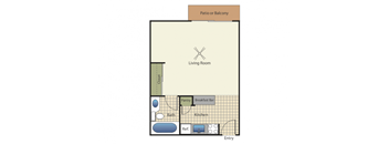 a floor plan of a unit with a bedroom and a living room