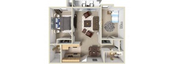 a floor plan of a house with a bedroom and a living room