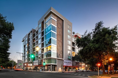 The exterior of the community during dusk.