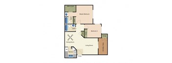 a floor plan of a house with a bedroom and a living room