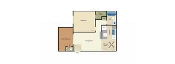 One bedroom one bath apartment floorplan