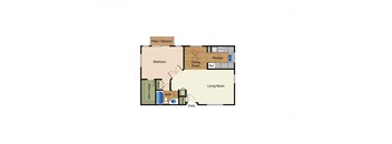 One bedroom one bath apartment floorplan