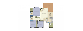 3 Bedrooms 2 Baths Apartment Floor Plan