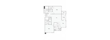 Two bedrooms two bathrooms apartment floorplan