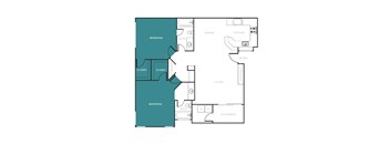 A floor plan of a house with labeled rooms such as bedroom, bath, dining, kitchen, living room, and patio/deck.