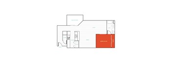 A floor plan of a house with a sleeping alcove and a balcony.