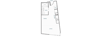 A black and white floor plan for an apartment home.