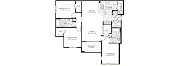 A black and white 2D floor plan of an apartment home