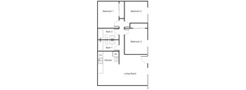 The Marigold Floorplan with 3 bedrooms and 2 bathrooms with 1080 square feet.